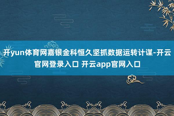 开yun体育网嘉银金科恒久坚抓数据运转计谋-开云官网登录入口 开云app官网入口
