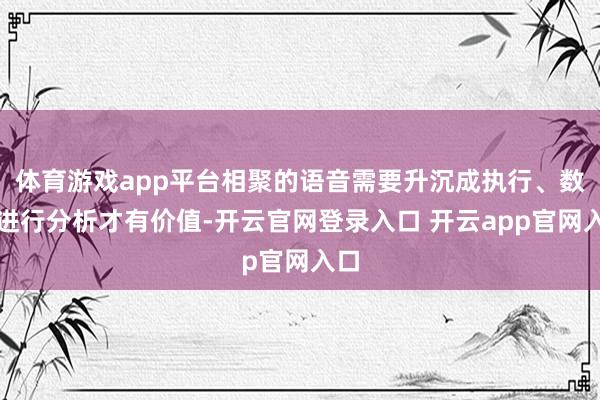 体育游戏app平台相聚的语音需要升沉成执行、数据进行分析才有价值-开云官网登录入口 开云app官网入口