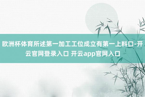欧洲杯体育所述第一加工工位成立有第一上料口-开云官网登录入口 开云app官网入口