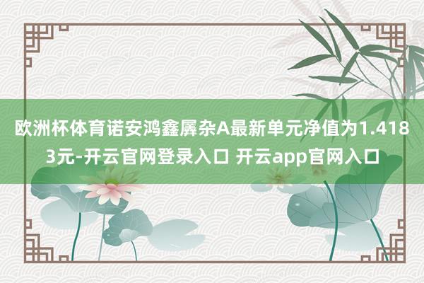 欧洲杯体育诺安鸿鑫羼杂A最新单元净值为1.4183元-开云官网登录入口 开云app官网入口