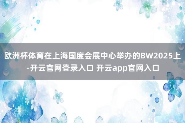 欧洲杯体育在上海国度会展中心举办的BW2025上-开云官网登录入口 开云app官网入口