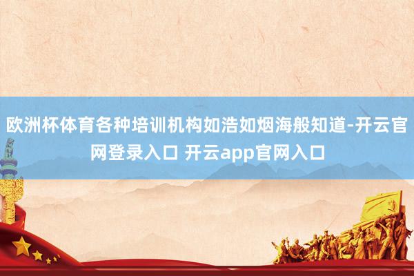 欧洲杯体育各种培训机构如浩如烟海般知道-开云官网登录入口 开云app官网入口