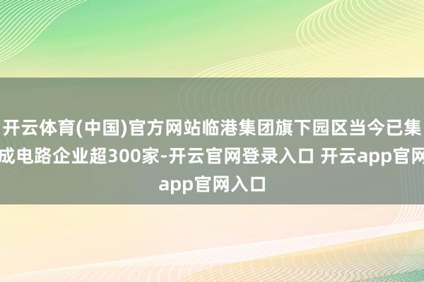 开云体育(中国)官方网站临港集团旗下园区当今已集齐集成电路企业超300家-开云官网登录入口 开云app官网入口
