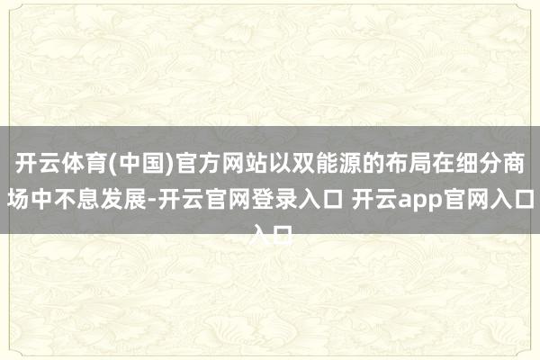 开云体育(中国)官方网站以双能源的布局在细分商场中不息发展-开云官网登录入口 开云app官网入口
