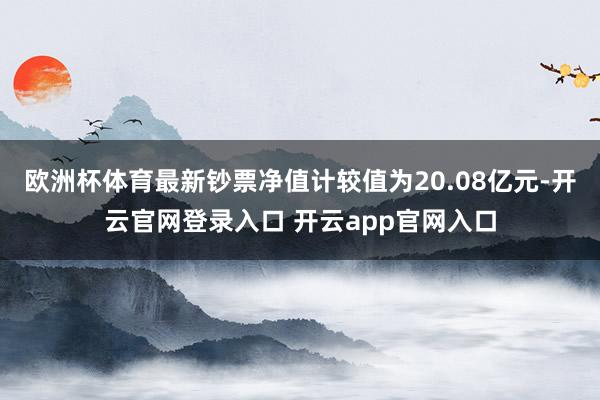 欧洲杯体育最新钞票净值计较值为20.08亿元-开云官网登录入口 开云app官网入口