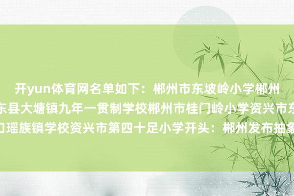 开yun体育网名单如下：郴州市东坡岭小学郴州市第九中学岭南分校桂东县大塘镇九年一贯制学校郴州市桂门岭小学资兴市东江完小汝城县三江口瑶族镇学校资兴市第四十足小学开头：郴州发布抽象西席部官网举报/响应-开云官网登录入口 开云app官网入口