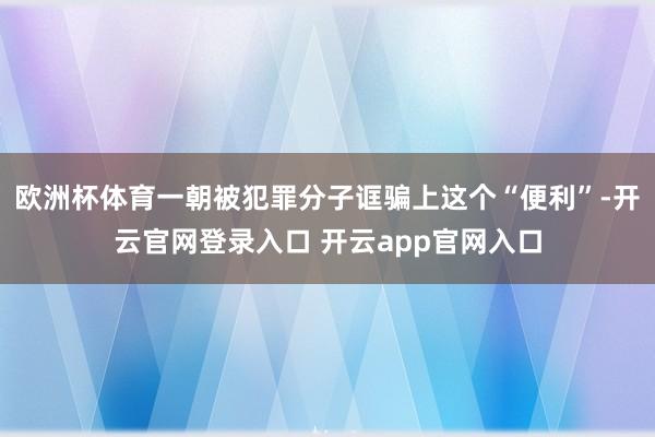 欧洲杯体育一朝被犯罪分子诓骗上这个“便利”-开云官网登录入口 开云app官网入口