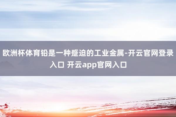 欧洲杯体育铅是一种蹙迫的工业金属-开云官网登录入口 开云app官网入口