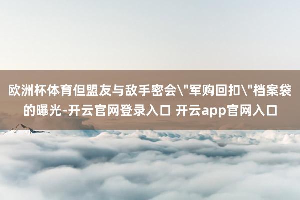 欧洲杯体育但盟友与敌手密会
